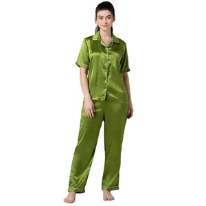 ชุดนอน2ชิ้นสำหรับผู้หญิงชุดนอนผ้าไหมชุดนอนผ้าซาตินออกแบบให้เป็นแรงบันดาลใจชุดนอนสำหรับผู้หญิงสำหรับใส่ในฤดูใบไม้ร่วง - Product Image 1