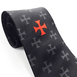 Nouvelle cravate en soie personnalisée pour hommes, motif Chevaliers Templiers et Francs-Maçons, unie et sur mesure, pour la tenue de cérémonie - Product Image 2