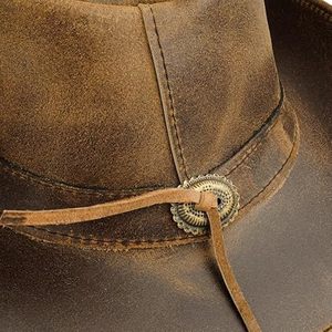 Sombrero de Vaquero de Cuero con Logotipo Personalizado, Unisex, Elegante, de Diseño, Reversible, Vintage, para Jinete, Marca Privada para Uso Deportivo - Product Image 1