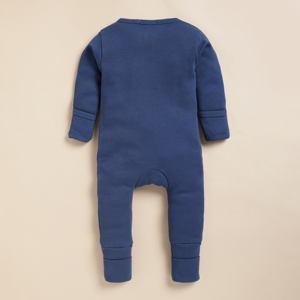 Premium Quality Bamboo Elastane Zip Romper-Azul marino - Product Image 2