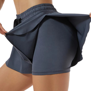 Nouvelle Tendance : Short Jupe Femme Taille Haute Couleur Unie à Volants, Taille Élastique, Séchage Rapide, Sportif, en Tricot Spandex et Polyester - Product Image 4