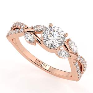 แหวนหมั้นและแหวนครบรอบสำหรับผู้หญิง ดีไซน์น่ารัก ตัวเรือนโรสโกลด์ ประดับเพชรทรงกลมเพาะเลี้ยงในห้องปฏิบัติการ - Product Image 1