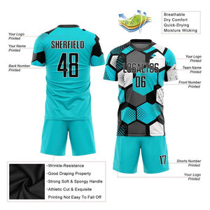 เสื้อฟุตบอลแบบซับลิเมชั่นเต็มตัว ออกแบบเองได้ พิมพ์โลโก้ เสื้อยืดฟุตบอลชาย ชุดฟุตบอล ระบายอากาศ แห้งเร็ว ระดับมืออาชีพ - Product Image 4