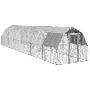 Enclos à poulets en acier galvanisé argenté, grande cage pour animaux en PE (polyéthylène) - Product Image 1