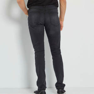 Jean en denim délavé tissé uni respirant coupe droite pour homme style urbain, pantalon décontracté en coton doux été hiver - Product Image 4