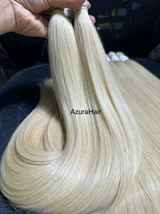 ผมต่อ AzuraHair แท้ 100% เวียดนาม เรมี่ ฮิวแมน เอ็กซ์เทนชั่นส์ แบบดับเบิ้ลดรอว์น HD เย็บด้วยเครื่องจักร ดับเบิ้ลเวฟท์ เนื้อผมตรงสลวย # สีบลอนด์ 613 - Product Image 5