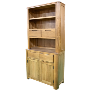 Modern Wooden Storage Cabinet with <b>Open</b> Shelves and Drawers Light Brown Beech Wood Bookcase Living Room Furniture - Product Image 2