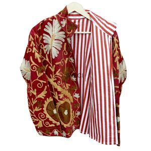 Chaqueta de pana para mujer, hecha a mano, con bordado Suzani, ecológica, transpirable, acolchada, con cuello mandarín, estilo bohemio, para invierno. - Product Image 2