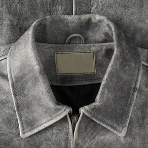 Custom Fashion New Design Vintage Discolored Pu Leather <b>Jacket</b> Men and Women - Product Image 3