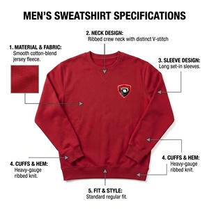<b>Red</b> <b>Men's</b> Crew Neck <b>Sweatshirt</b> Printed Logo Front Regular Fit Casual Knitted 100% Cotton Spring Solid Color Pullover Streetwear - Product Image 5