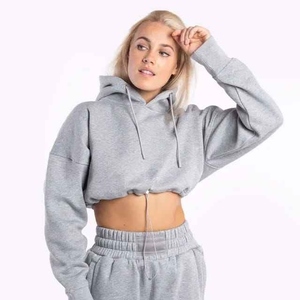 Sudadera con capucha de algodón tejido ecológico de manga larga para mujer, estilo jogger, con logo personalizado en la parte delantera, ideal para invierno, venta al por mayor. - Product Image 3