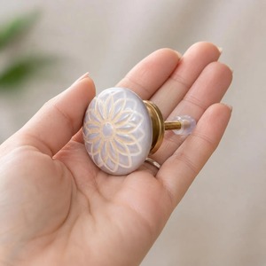 ceramic <b>door</b> handles <b>knobs</b> grey and <b>White</b> Ceramic Cabinet <b>Knob</b> Decorative Drawer Pull Furniture Hardware - Product Image 2