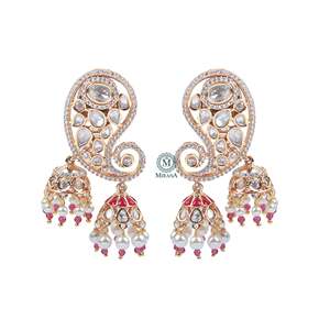 Fashion Imitation Brass Drop Earrings Shravya Ruby Polki Designer Studs Casual Inovamart - Product Image 3