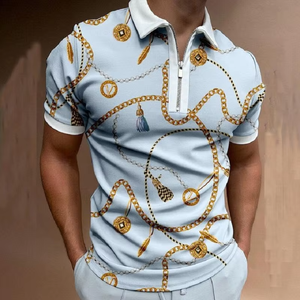 Polo de manga corta de verano para hombre, camiseta de golf con solapa y logo bordado, estilo de negocios, top de media manga. - Product Image 3