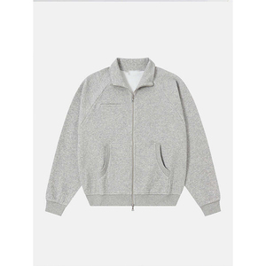 Veste coupe-vent unisexe bleu marine à capuche, col montant, fermeture éclair sur le devant, vêtement d'extérieur décontracté en polaire tricotée, coupe régulière, couleur unie - Product Image 5
