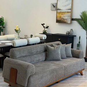 Sofá Moderno de Lujo en Madera de Teca, Sofá Minimalista Tapizado para Sala de Estar, Muebles para Hotel o Villa - Product Image 2