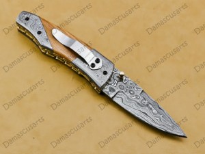 Couteau de poche pliant en acier Damas fait main, lame tranchante comme un rasoir, pour le camping, la chasse, la survie tactique, EDC - Product Image 3