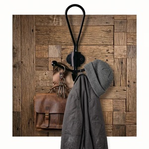 Perchero de pared metálico artesanal con 3 ganchos, diseño rústico, recubrimiento en polvo negro, multifuncional, de precisión. - Product Image 2