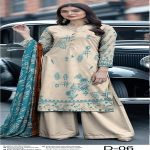 ชุดฤดูร้อนผ้าฝ้ายฟัยซาลาบาด / ชุดผ้าลอนสำหรับผู้หญิง เสื้อผ้าฤดูร้อน ชุดผ้าฝ้าย/ผ้าลอนดีไซน์เนอร์ ชุดชาลวาร์ คามีซ ผู้หญิง ไซส์พลัส - Product Image 1