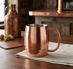 Taza Premium de Cobre para Moscow Mule, de Doble Pared y Forma de Barril, Acabado Pulido, Sin Marca, de Lujo - Product Image 2