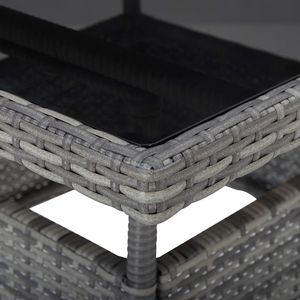 Juego de comedor de patio de ratán polivinílico y vidrio gris de 3 piezas, muebles elegantes para exteriores - Product Image 4
