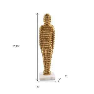 Escultura de Momia Dorada, Figura Decorativa de 20.75 Pulgadas de Alto, Hecha a Mano, Decoración Artística para Mesa de Salón - Product Image 1