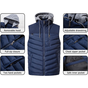 Custom Design Puffer Vest Warm Winter Casual Clothes <b>Quilted</b> Waistcoat Hooded Outdoor Street Wears Padded Puffer Vests Gilets - Product Image 3