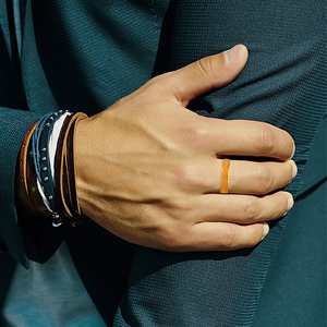 Sentinel Ridge <b>Men's</b> Gold Band Premium Gold Finish Textured Band <b>Ring</b> <b>for</b> Women and <b>Men</b> Elegant Everyday Wedding Band - Product Image 2