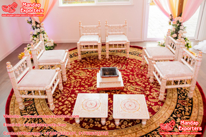 Exclusively Designed <b>Wooden</b> Hand Carved Wedding Mandap Chairs <b>for</b> <b>Sale</b> <b>for</b> Parties and Gujarati Weddings Australia Uk USA - Product Image 6