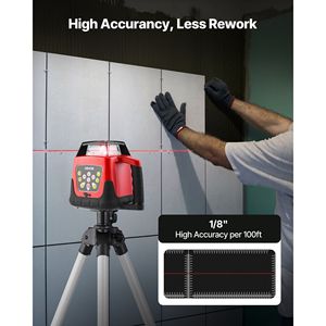 Kit Livella Laser Rotante Autolivellante a 360 Gradi da 1650ft con Telecomando, Scala, Treppiede, Ricevitore e Trasmissione Laser Rossa Orizzontale - Product Image 5