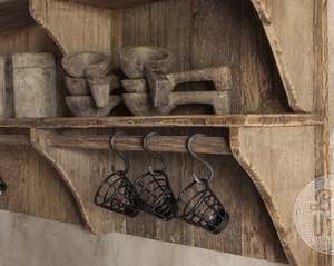 Estante de Almacenamiento Rústico de Madera de Olmo para Dos Platos, Estante de Cocina de Madera Montado en la Pared, Organizador Multifuncional Resistente al Agua - Product Image 2