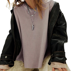 Camiseta Térmica de Lujo para Mujer, Unisex, Talla Grande, Diseño Personalizado, 100% Algodón, Tejido Waffle Transpirable, con Logotipo - Product Image 3