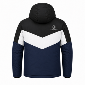 Men's Winter Hooded <b>Padded</b> <b>Jacket</b> <b>Waterproof</b> Windproof Color Block Outdoor Casual Warm Coat Full Zip Quilted <b>Jacket</b> OEM ODM - Product Image 3
