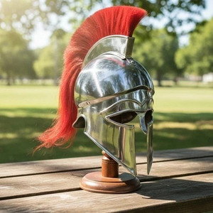Casco Corintio Griego Tradicional Medieval de Acero Plateado con Grabado y Pulido para Recreación Histórica de Guerreros, Souvenir - Product Image 5