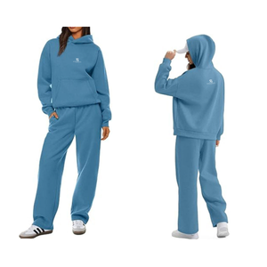 Conjunto de Sudadera y Pantalones de Chándal de Felpa de Algodón para Mujer, Estilo Oversize, Casual, para Invierno, Ajuste Holgado, con Cordón en la Cintura - Product Image 4