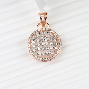 Pendentif Halo Circulaire en Or Rose Massif 14K avec Diamants, Collection Memoria Jewels, Vente en Gros - Product Image 1