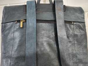 Sac à dos en cuir marron café à fermeture enroulable, style vintage, pour usage quotidien décontracté, sac en cuir véritable LRTB-0174 - Product Image 5