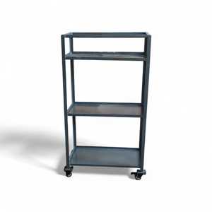 Steel 3 Tier Storage <b>Trolley</b> With Four Wheels Lake Blue Powder Coated Movable Multilayer Structure - Product Image 1