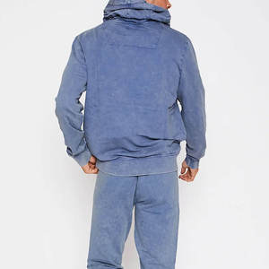 Sudadera con capucha personalizada de corte regular, de tejido grueso, lisa, con media cremallera, lavada con ácido, desgastada, de invierno y bordada. - Product Image 5