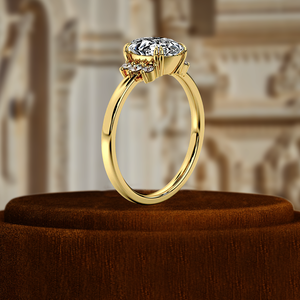 แหวนหมั้นเพชรรูปไข่เพาะเลี้ยง 1CT พร้อมใบรับรอง IGI แหวนทอง 14K แหวนหมั้นเพชรรูปไข่เพาะเลี้ยงทรงคลัสเตอร์สุดหรู - Product Image 4