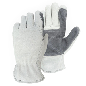 Grey White Leather Driver Gloves Suede Palm Durable Stitching Flexible <b>Mens</b> <b>Work</b> Hand Wear Wholesale Driver Gloves - Product Image 1