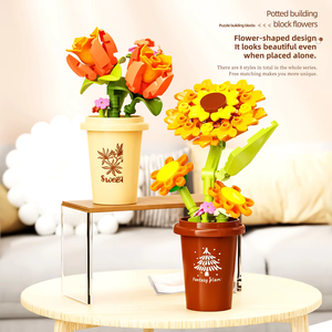 Blocs de construction de simulation de bouquet, modèle d'assemblage de fleurs, ornements végétaux, briques techniques MOC pour la décoration DIY des filles, cadeaux - Product Image 6