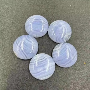 Lot en gros de cabochons en agate bleue naturelle de 25 mm de haute qualité, forme lisse, pierres précieuses en vrac, cristal bleu - Product Image 4
