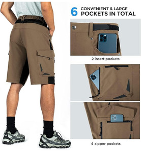 Shorts décontractés pour hommes en molleton 100 % coton, coupe classique, taille haute élastique, anti-plis, multi-poches, couleur personnalisée brodée - Product Image 5