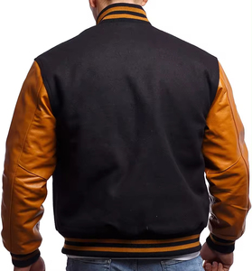 Wholesale Faux Leather Sleeve Varsity Jacket Fashion Wear Winter Season <b>Warm</b> High Quality Baseball Varsity Jacket - Product Image 4