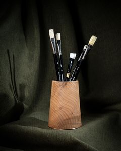 Portalápices de madera con acabado natural para organizar el escritorio de oficina, construcción duradera, almacenamiento de lápices y bolígrafos, colección hecha a mano. - Product Image 6