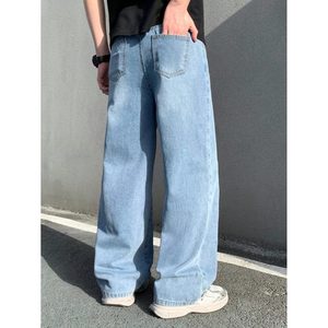 Jeans de Mezclilla para Hombre, Corte Recto, Cintura Alta, Color Azul Hielo Lavado, Ecológicos, Transpirables, Estilo Urbano, Talla 28-42 - Product Image 6
