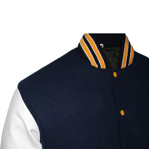 Veste de baseball en chenille de laine avec logo personnalisé pour hommes, veste vintage à manches en cuir, veste de baseball pour hommes - Product Image 4