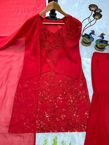 Presenting New Designer ,Party Wear Look ,<b>Top</b>-Plazzo and ,Dupatta With ,Heavy Embroidery Work - Product Image 4