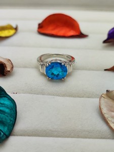 Anillo de Cuarzo Celestial Paraiba, Joyería Artística con Gema Natural Única, Anillo de Cóctel Hecho a Mano, Regalo para Mujer - Product Image 5
